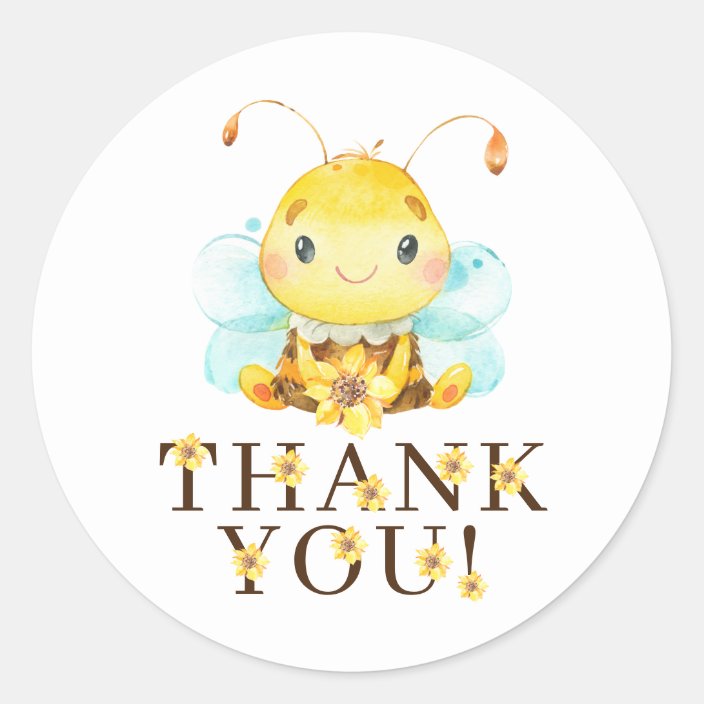Sweet Little Honey Bee Thank You Favour Classic Round Sticker | Zazzle ...