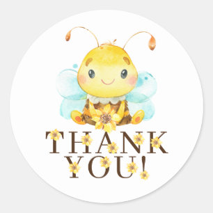 Sweet Little Honey Bee Thank You Favour  Classic Round Sticker