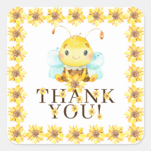 Sweet Little Honey Bee Thank You Favour  Square Sticker