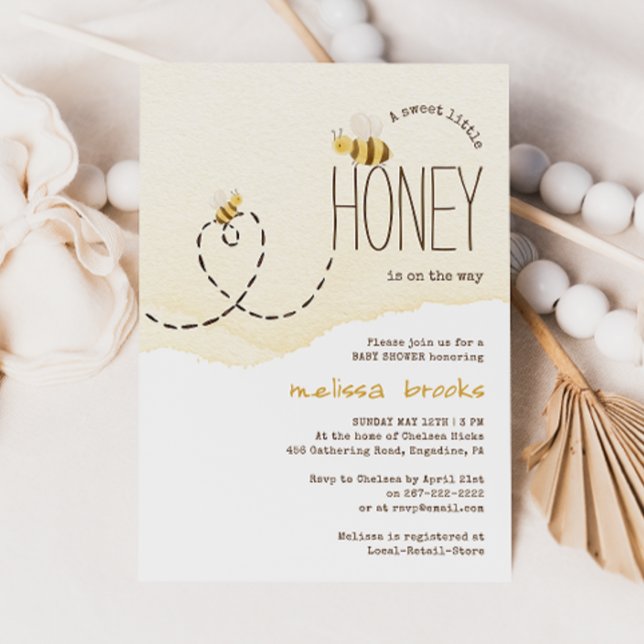 Sweet Little Honey On The Way | Bee Baby Shower Invitation (Creator Uploaded)
