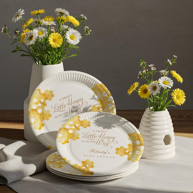 Sweet Little Honey On The Way Bee Baby Shower Paper Plate (Sweet Little Honey On The Way Bee Baby Shower Paper Plates)