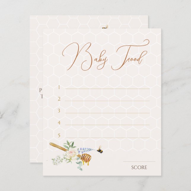 Sweet Little Honey Shower Guess the Baby Food Game (Front/Back)