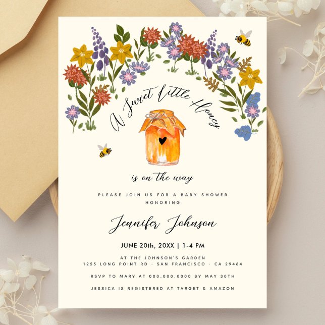 Sweet Little Honey Vintage Flowery Baby Shower  Invitation (Creator Uploaded)