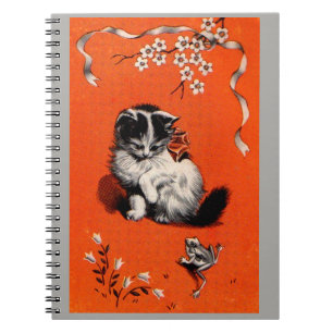 sweet little kitten and frog notebook