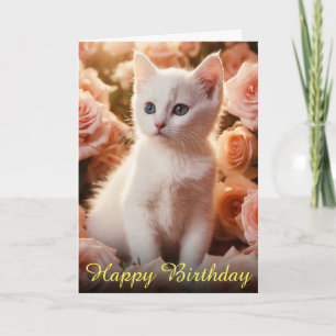 Sweet Little Kitten Paws and Pretty Pink Roses Card