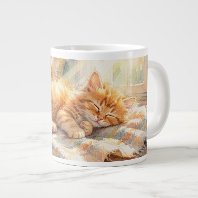 Sweet little kitten sunbathing  large coffee mug (Front Right)