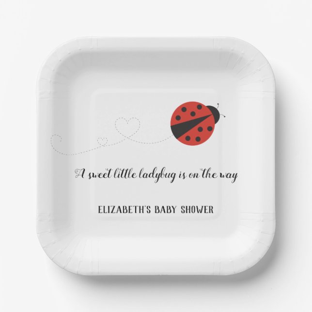 Sweet little ladybug baby shower paper plate (Front)
