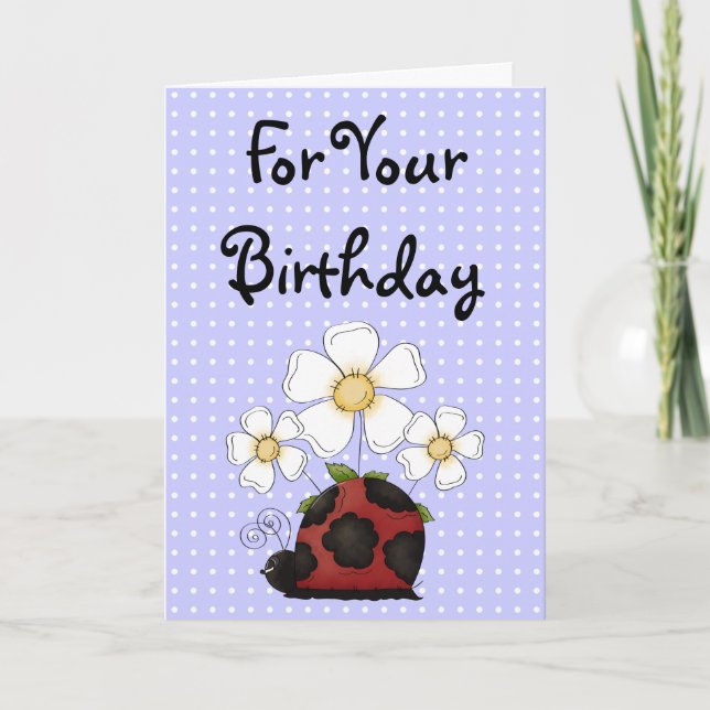 Sweet Little Ladybug Birthday Philippians 4:8 Card (Front)