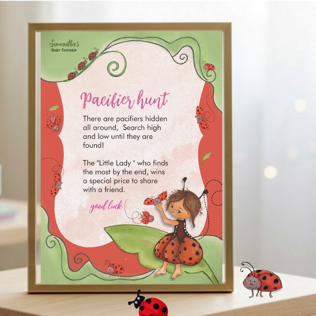 Sweet Little Ladybug Pacifier Hunter Game Sign Invitation (Sweet Little Ladybug Pacifier Hunter Game Sign Invitation)