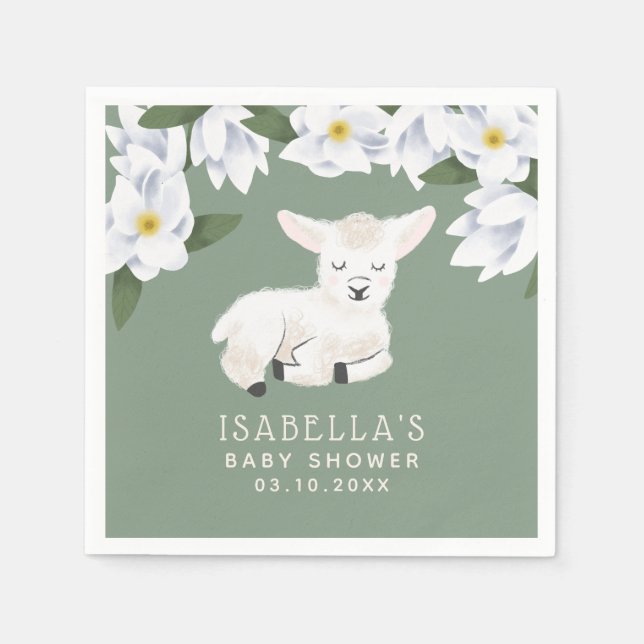 Sweet Little Lamb Baby Shower Napkin (Front)