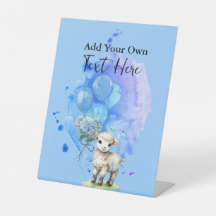Sweet Little Lamb Blue Hydrangea Add Your Own Word Pedestal Sign