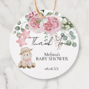 Sweet Little Lamb Blush Pink Roses Greenery Favour Tags