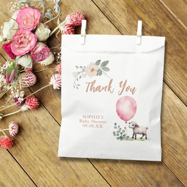 Sweet Little Lamb Floral Pink Balloon Favour Bags (Creator Uploaded)