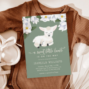 Sweet Little Lamb Gender Neutral Baby Shower Invitation