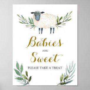 Sweet Little Lamb Greenery Babies are Sweet Poster