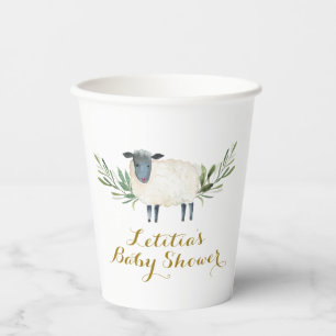 Sweet Little Lamb Greenery Baby Shower Paper Cup