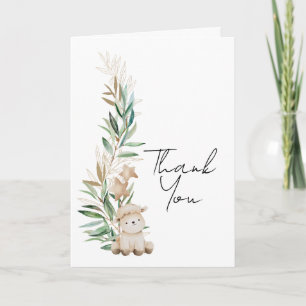 Sweet Little Lamb Greenery Botanical photo Thank You Card