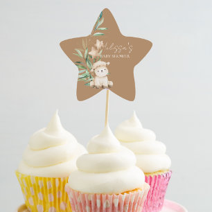 Sweet Little Lamb Greenery Cupcake Topper Star Sticker