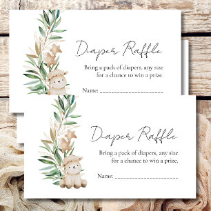 Sweet Little Lamb Greenery diaper raffle cards