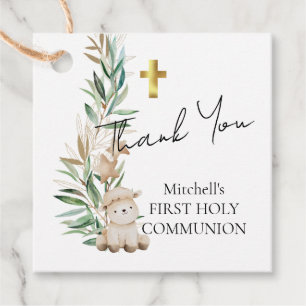 Sweet Little Lamb Greenery First Holy Communion Favour Tags
