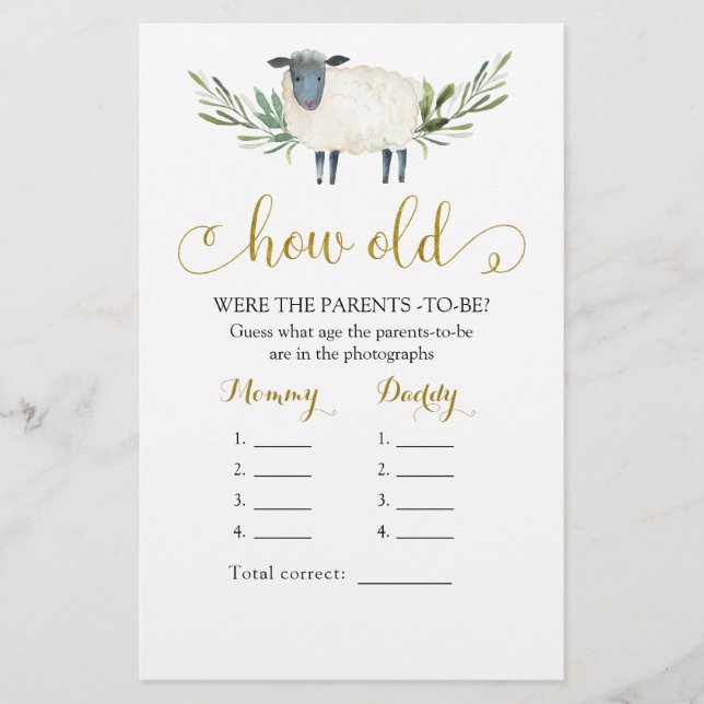 Sweet Little Lamb Greenery How Old Parents (Front)