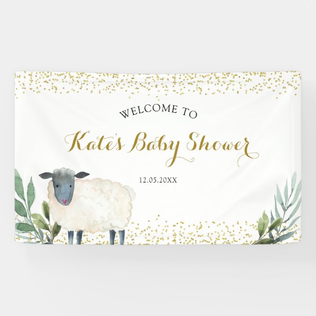 Sweet Little Lamb Greenery Large Banner (Horizontal)