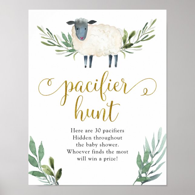 Sweet Little Lamb Greenery Pacifier Hunt Poster (Front)