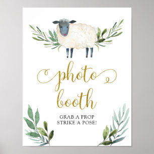 Sweet Little Lamb Greenery Photo Booth Sign