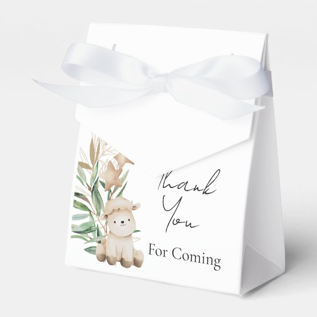 Sweet Little Lamb Greenery Thank You Favour Box (Front Side)