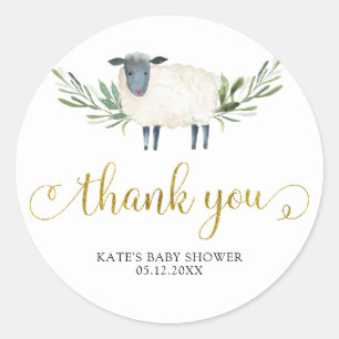Sweet Little Lamb Greenery Thank You Sticker