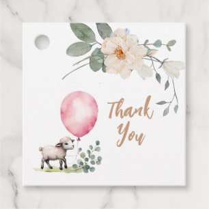 Sweet Little Lamb Pink Floral Favour Tags