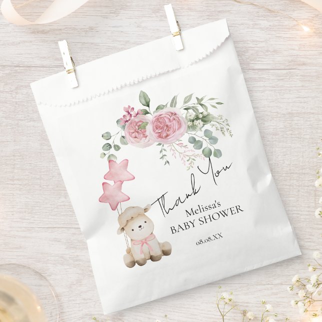 Sweet Little Lamb Pink Roses Greenery Favour Bags (Creator Uploaded)