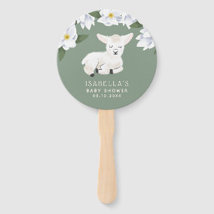 Sweet Little Lamb Theme Baby Shower Hand Fan
