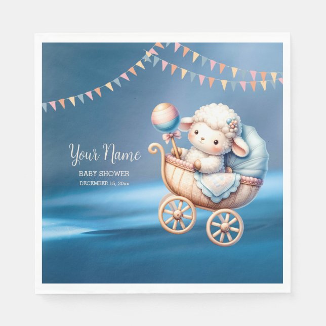 Sweet Little Lamp Baby Shower Baby Shower Party Napkin (Front)