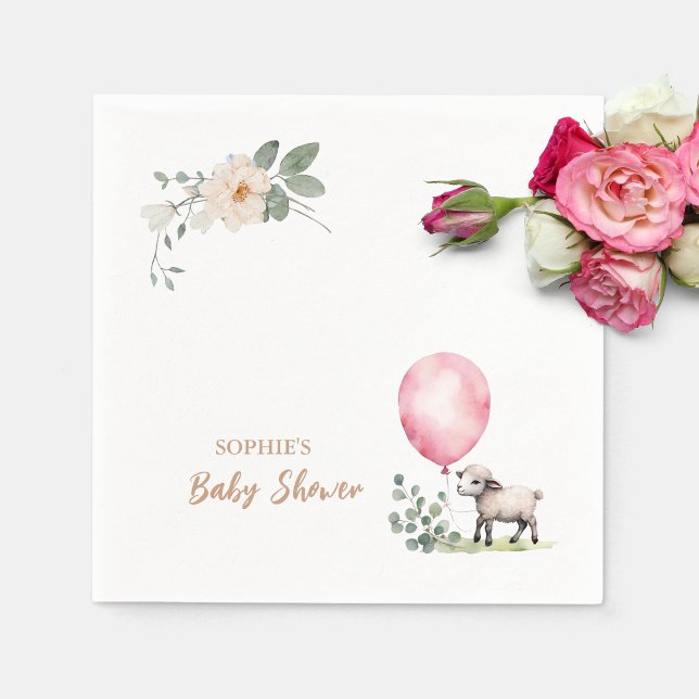 Sweet Little Lamp Pink Floral Napkin (Creator Uploaded)