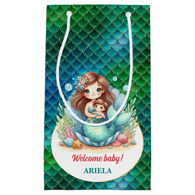 Sweet Little Mermaid Baby Small Gift Bag (Front)