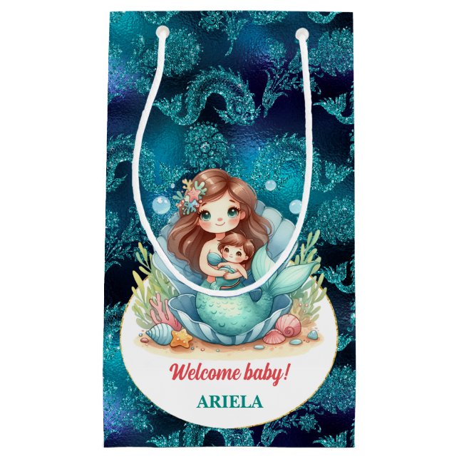 Sweet Little Mermaid Baby Small Gift Bag (Front)