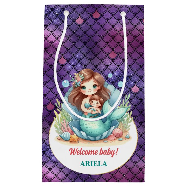 Sweet Little Mermaid Baby Small Gift Bag (Front)