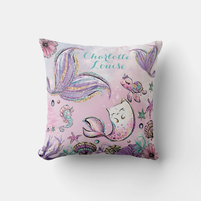 Sweet Little Mermaid Under the Sea Girl Nursery Cushion (Front)