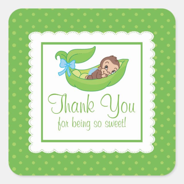 Sweet Little Monkey Pea Pod Baby Shower Sticker (Front)