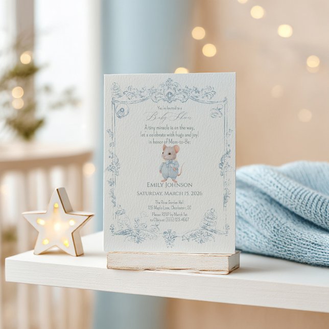 Sweet Little Mouse Baby Shower Invitation (Creator Uploaded)