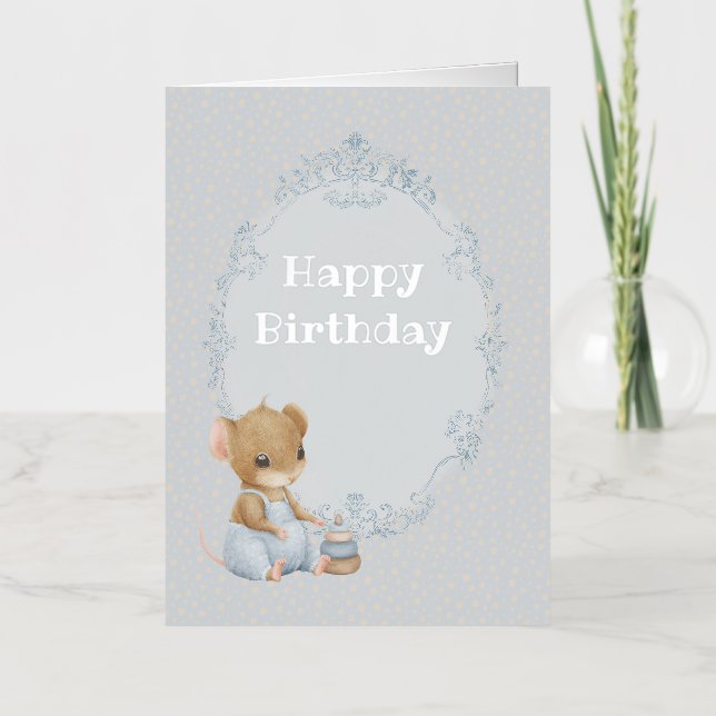 Sweet Little Mouse Birthday Foil Greeting Card (Front)