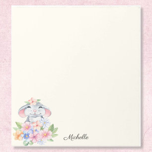 Sweet Little Mouse Floral Notepad YOUR Name Text
