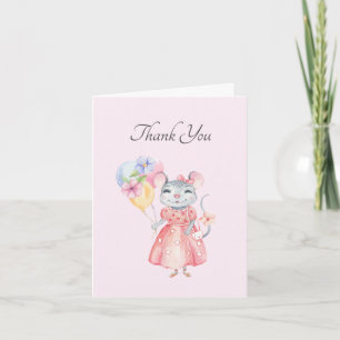 Sweet Little Mouse Watercolor Caligari Script Thank You Card