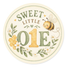 Sweet Little One 1st Birthday Bee Floral Sticker