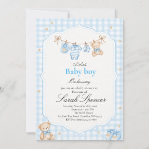 Sweet Little One Baby Boy Shower Invitation
