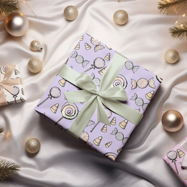 Sweet Little One Candy Theme Baby Birthday Wrapping Paper Sheet (Adorable Baby Halloween Candy Wrapping Paper for Halloween Birthdays &October Baby Showers.)