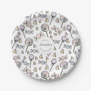 Sweet Little One Candy Theme First Birthday Paper Plate