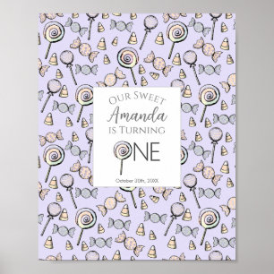 Sweet Little One Candy Theme First Birthday Poster