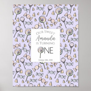 Sweet Little One Candy Theme First Birthday Poster